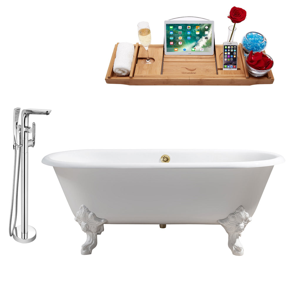 Cast Iron Tub, Faucet and Tray Set 69