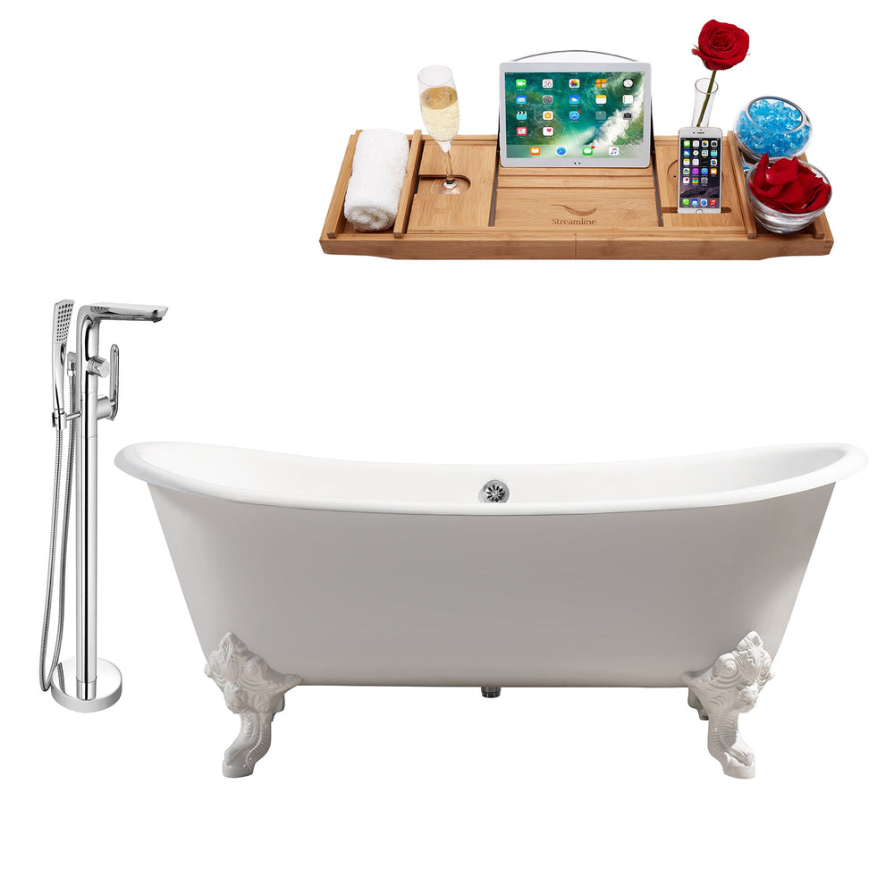 Cast Iron Tub, Faucet and Tray Set 72