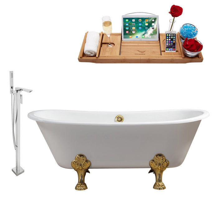 Cast Iron Tub, Faucet and Tray Set 67" RH5061GLD-GLD-140