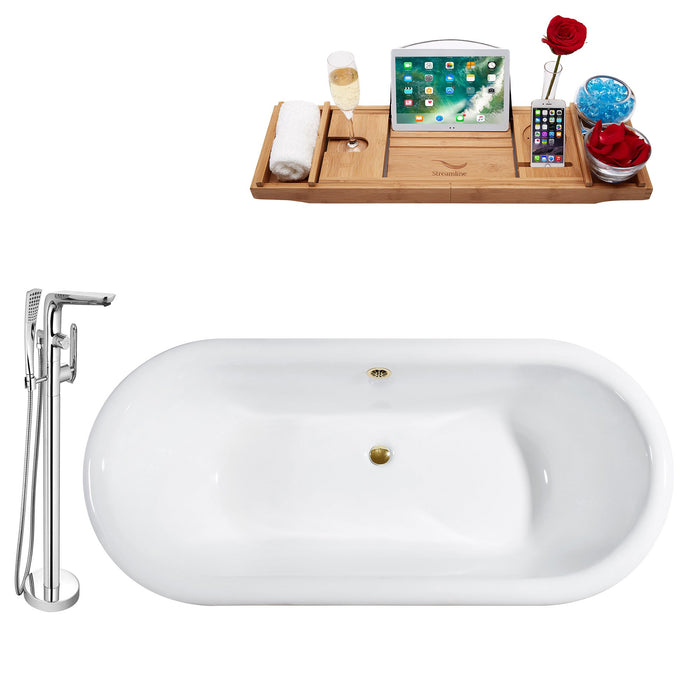 Cast Iron Tub, Faucet and Tray Set 66" RH5080GLD-120