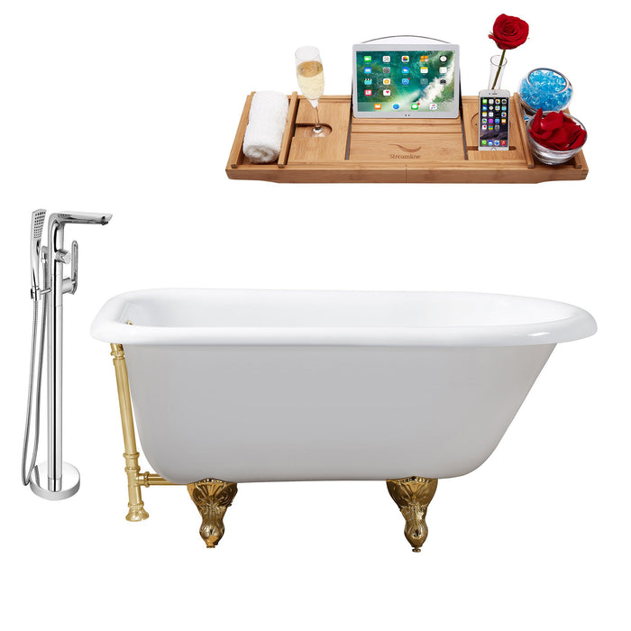 Cast Iron Tub, Faucet and Tray Set 66" RH5100GLD-GLD-120