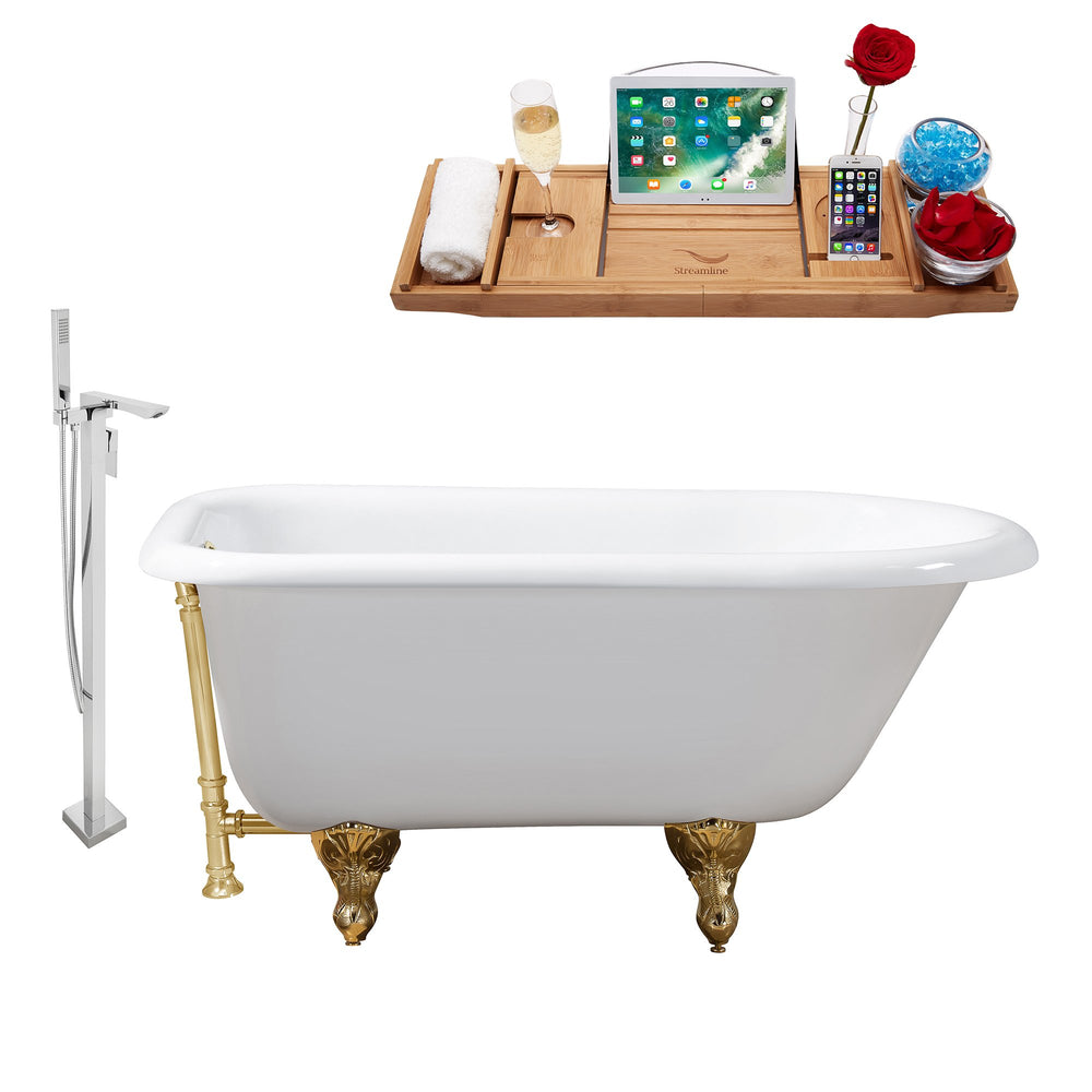 Cast Iron Tub, Faucet and Tray Set 66" RH5100GLD-GLD-140