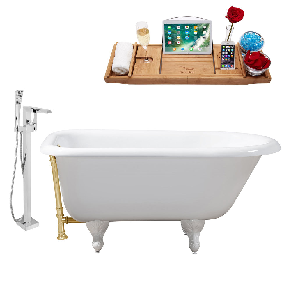 Cast Iron Tub, Faucet and Tray Set 66" RH5100WH-GLD-100