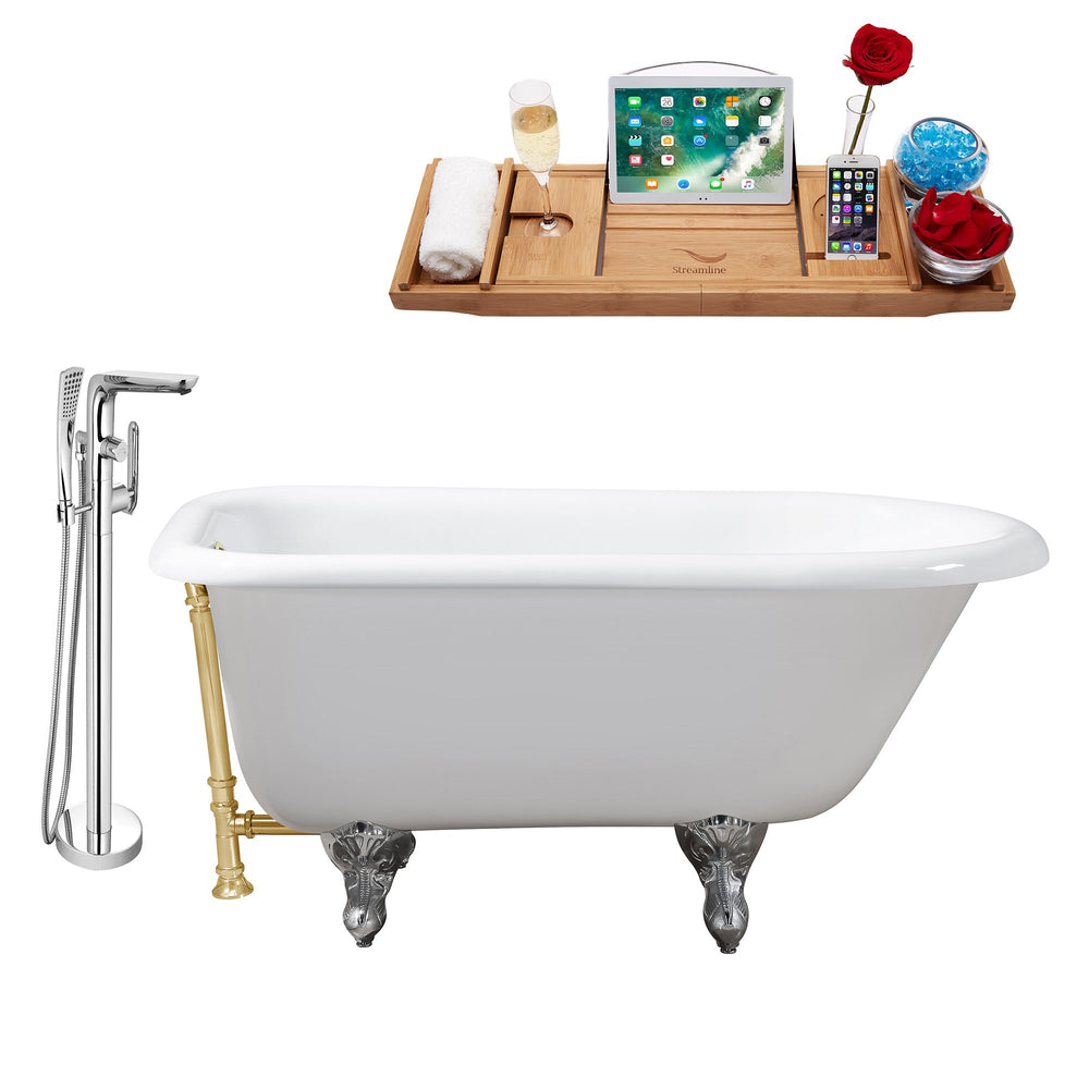 Cast Iron Tub, Faucet and Tray Set 48" RH5101CH-GLD-120