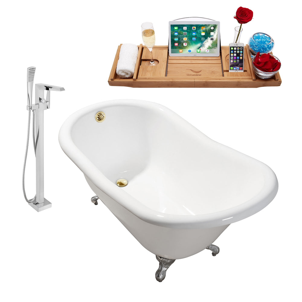 Cast Iron Tub, Faucet and Tray Set 60