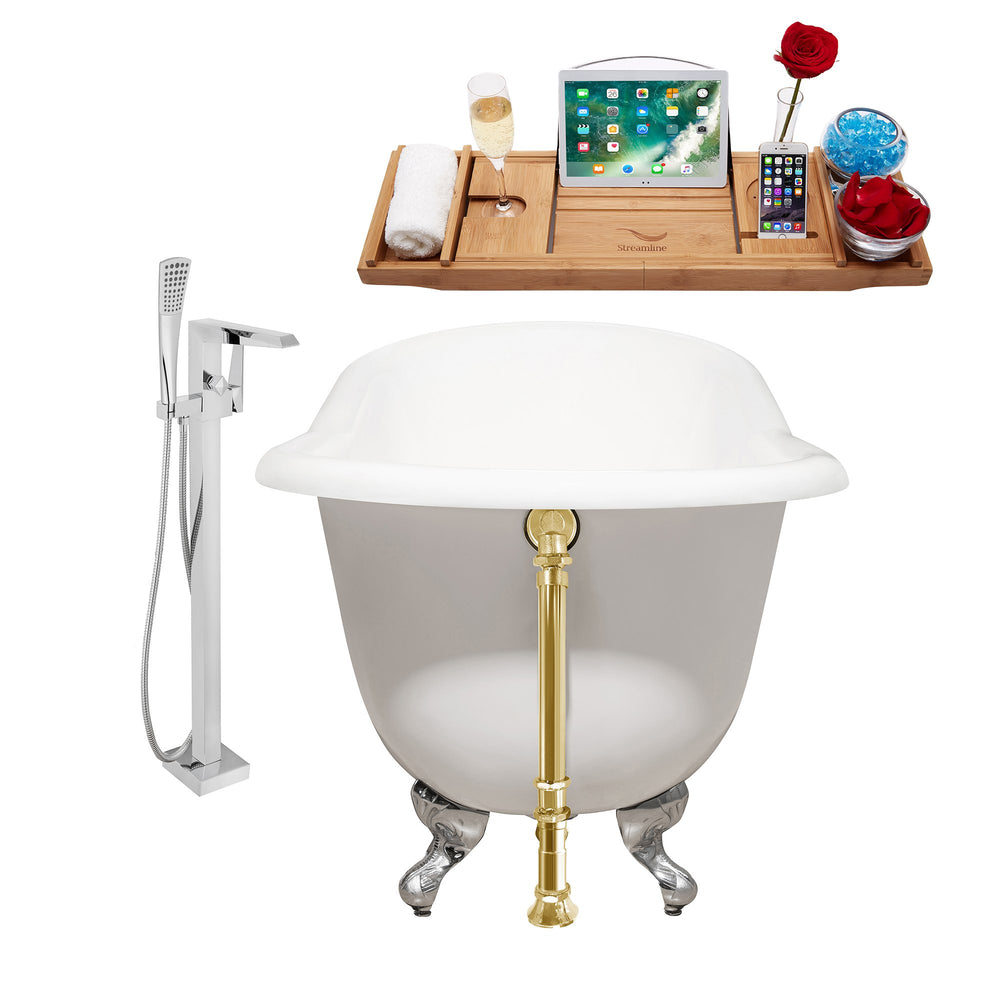 Cast Iron Tub, Faucet and Tray Set 60