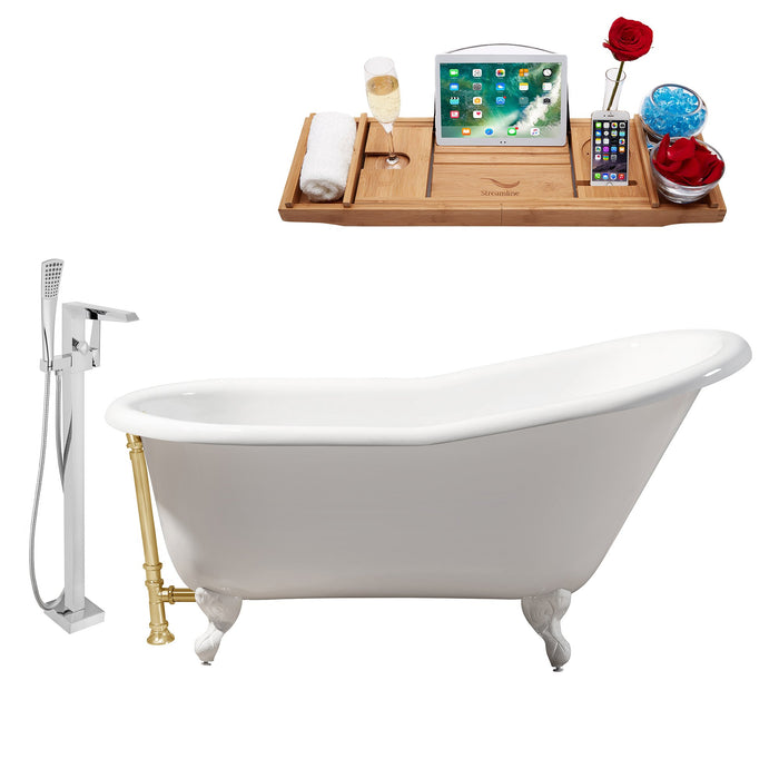 Cast Iron Tub, Faucet and Tray Set 60" RH5120WH-GLD-100