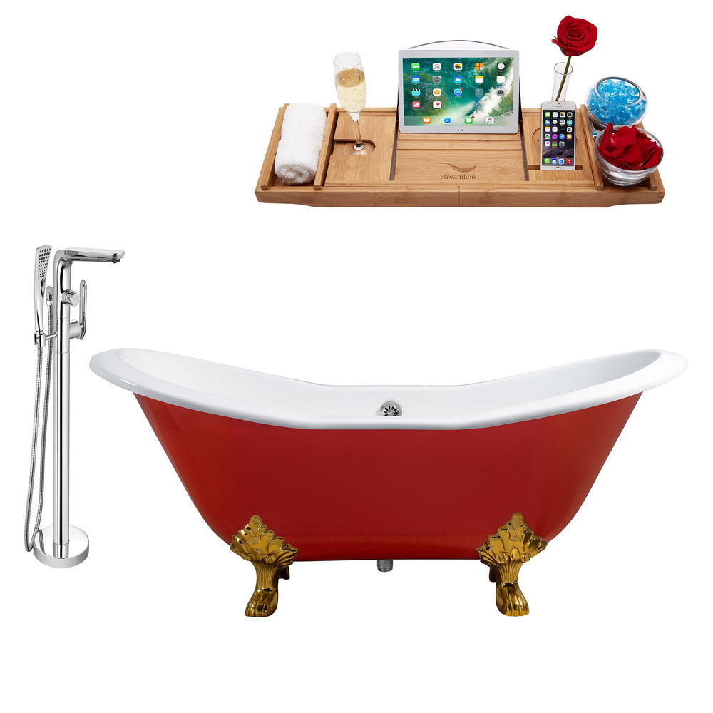Cast Iron Tub, Faucet and Tray Set 72" RH5160GLD-CH-120