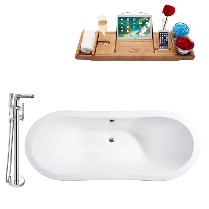 Cast Iron Tub, Faucet and Tray Set 72" RH5160GLD-CH-120