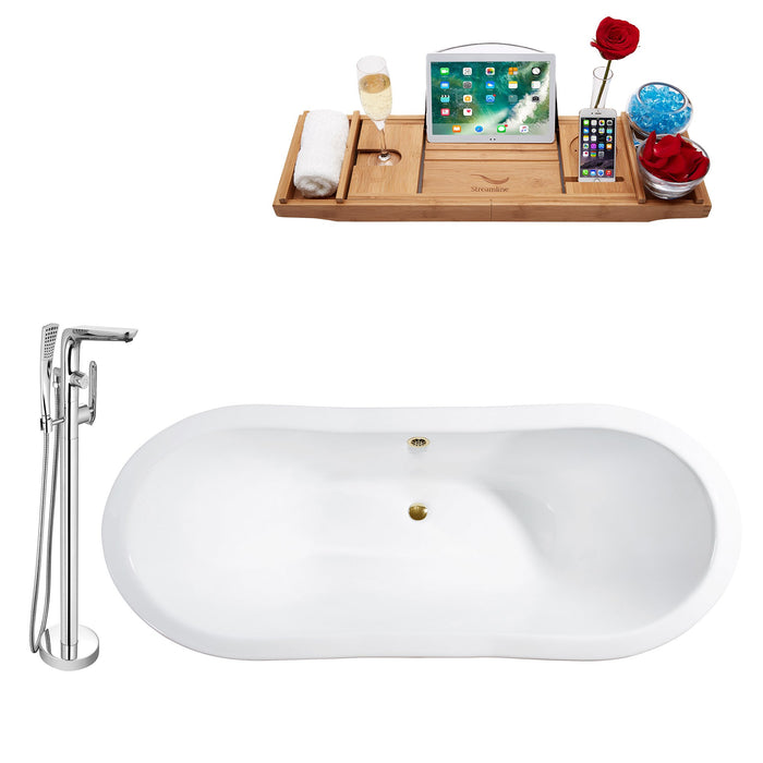 Cast Iron Tub, Faucet and Tray Set 61" RH5161WH-GLD-120