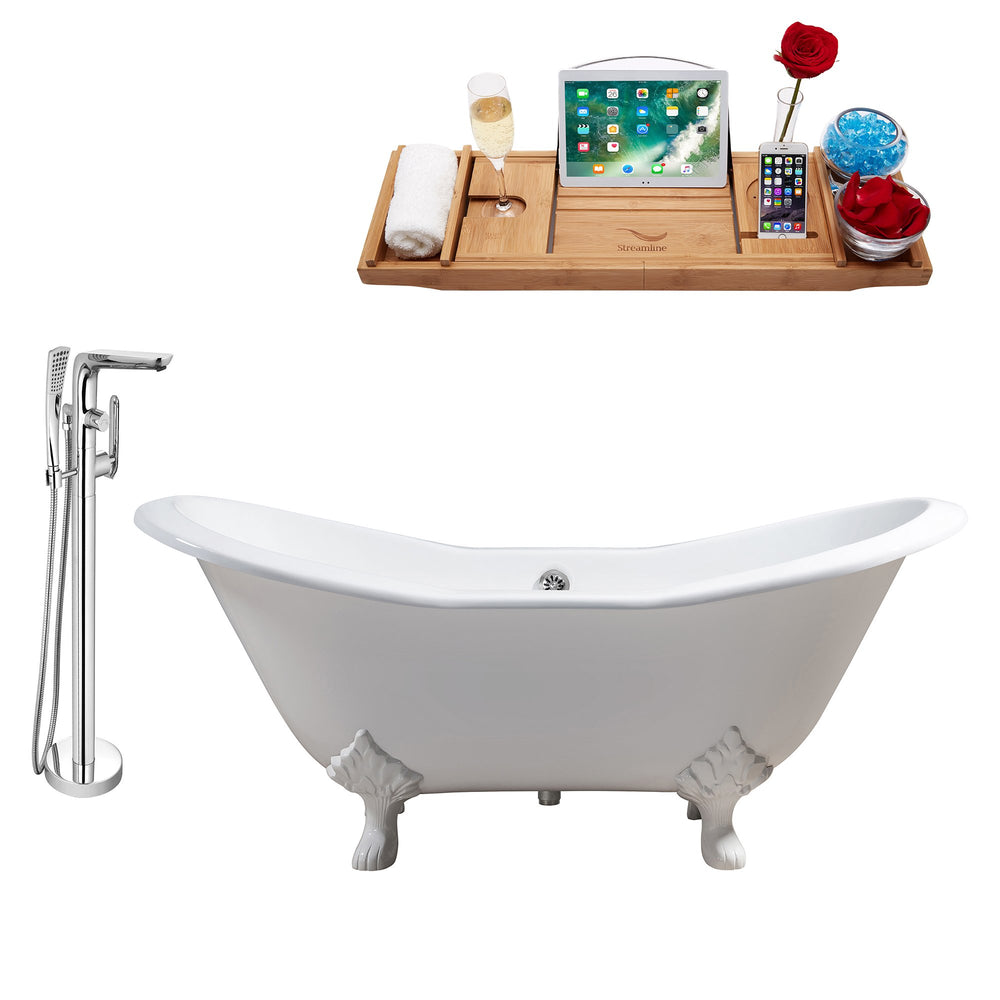 Cast Iron Tub, Faucet and Tray Set 72" RH5162WH-CH-120