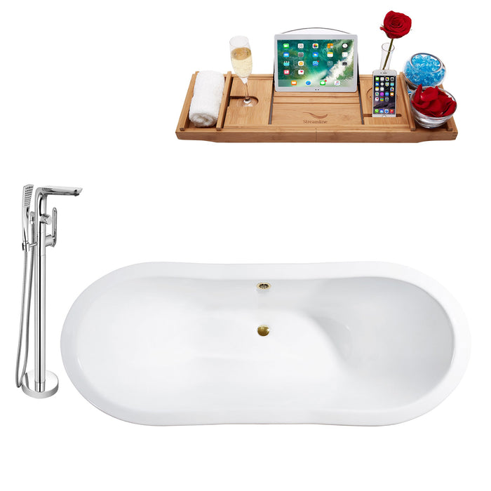 Cast Iron Tub, Faucet and Tray Set 61" RH5163GLD-GLD-120