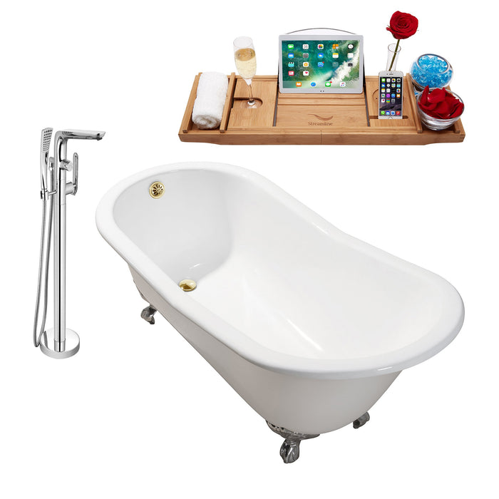 Cast Iron Tub, Faucet and Tray Set 67" RH5220CH-GLD-120