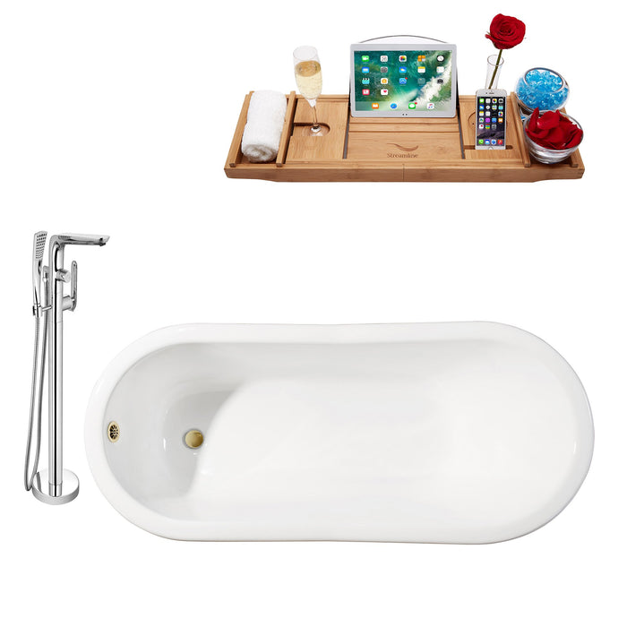 Cast Iron Tub, Faucet and Tray Set 67" RH5220GLD-GLD-120