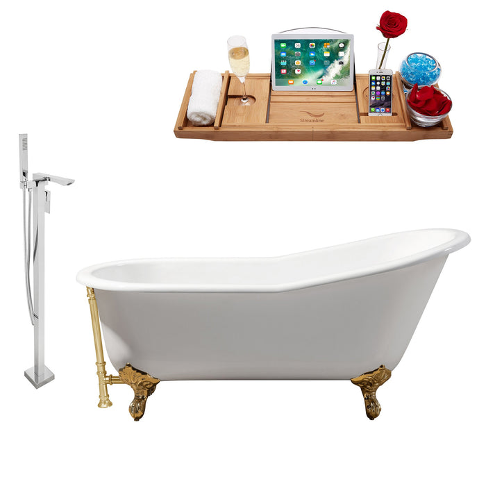 Cast Iron Tub, Faucet and Tray Set 67" RH5220GLD-GLD-140