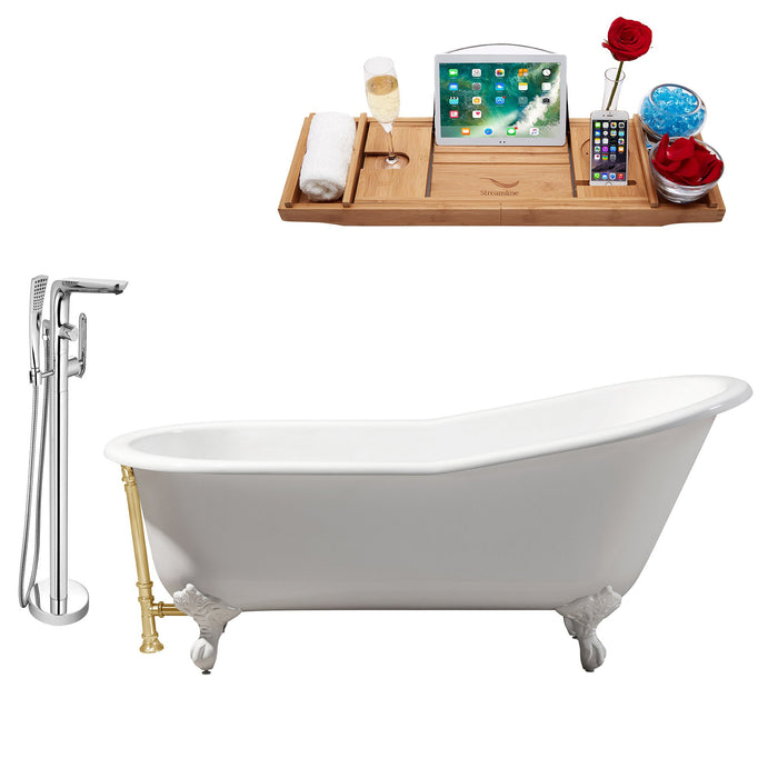 Cast Iron Tub, Faucet and Tray Set 67" RH5220WH-GLD-120
