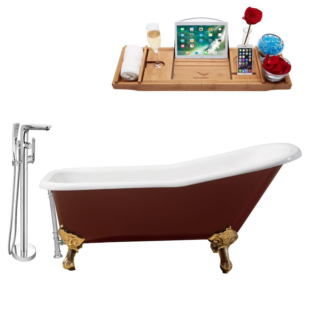 Cast Iron Tub, Faucet and Tray Set 66" RH5280GLD-CH-120