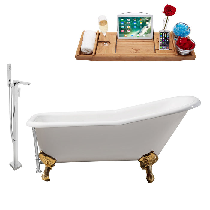Cast Iron Tub, Faucet and Tray Set 66" RH5281GLD-CH-140