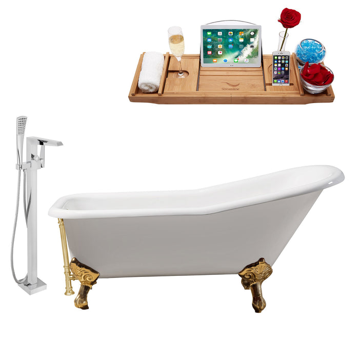 Cast Iron Tub, Faucet and Tray Set 66" RH5281GLD-GLD-100