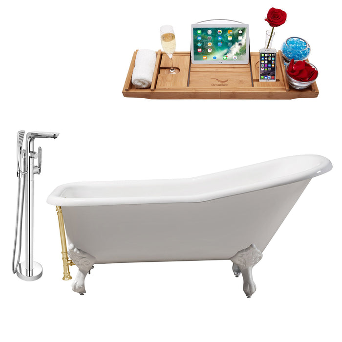 Cast Iron Tub, Faucet and Tray Set 66" RH5281WH-GLD-120