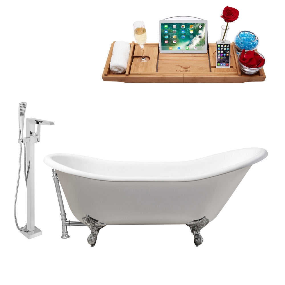 Cast Iron Tub, Faucet and Tray Set 67" RH5420CH-CH-100