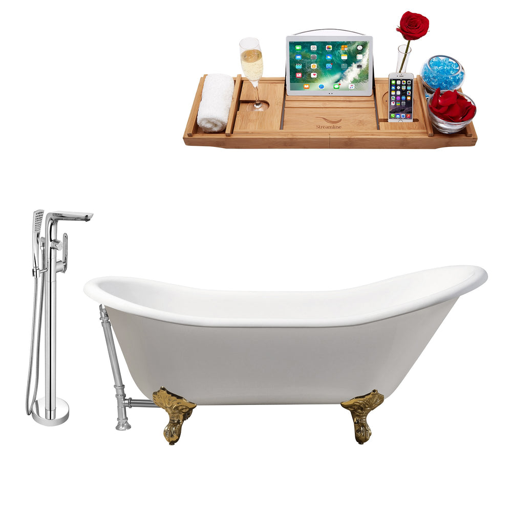 Cast Iron Tub, Faucet and Tray Set 67" RH5420GLD-CH-120
