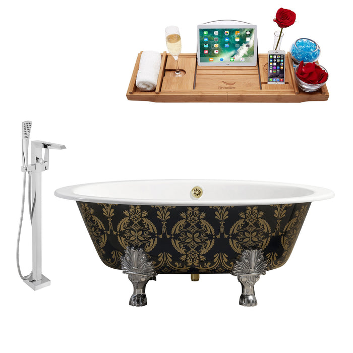 Cast Iron Tub, Faucet and Tray Set 65" RH5440CH-GLD-100