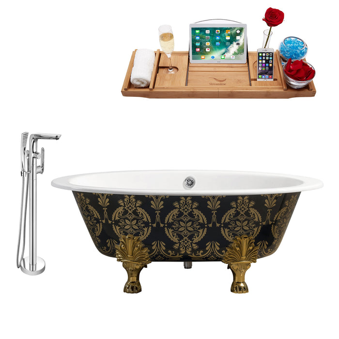 Cast Iron Tub, Faucet and Tray Set 65" RH5440GLD-CH-120