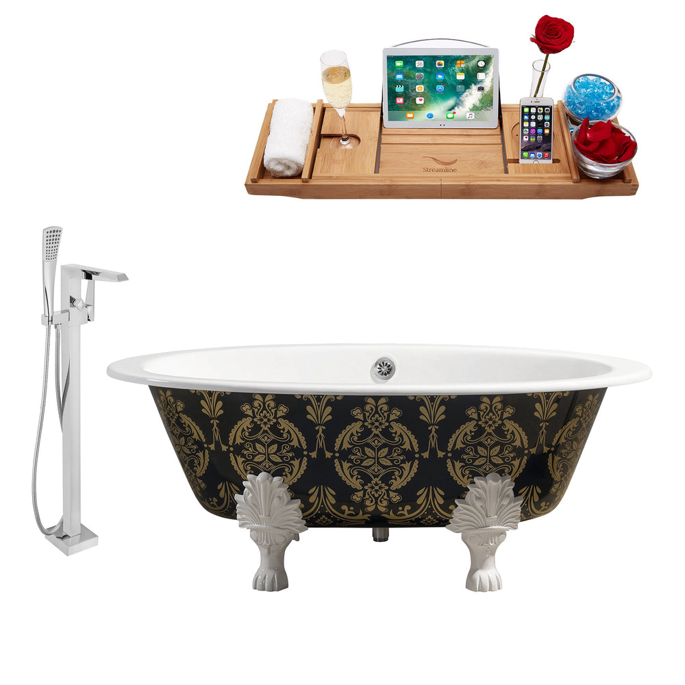 Cast Iron Tub, Faucet and Tray Set 65" RH5440WH-CH-100