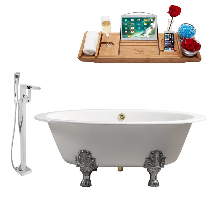 Cast Iron Tub, Faucet and Tray Set 65" RH5442CH-GLD-100