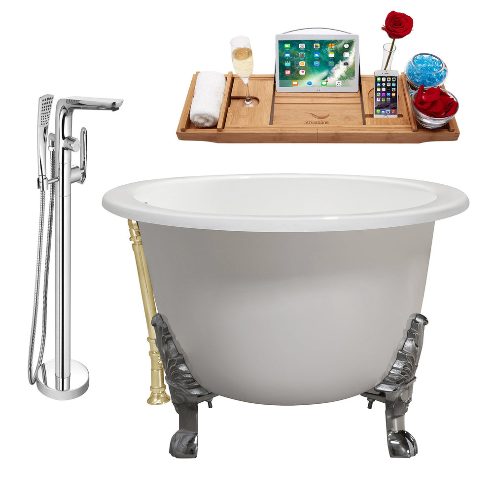 Cast Iron Tub, Faucet and Tray Set 65
