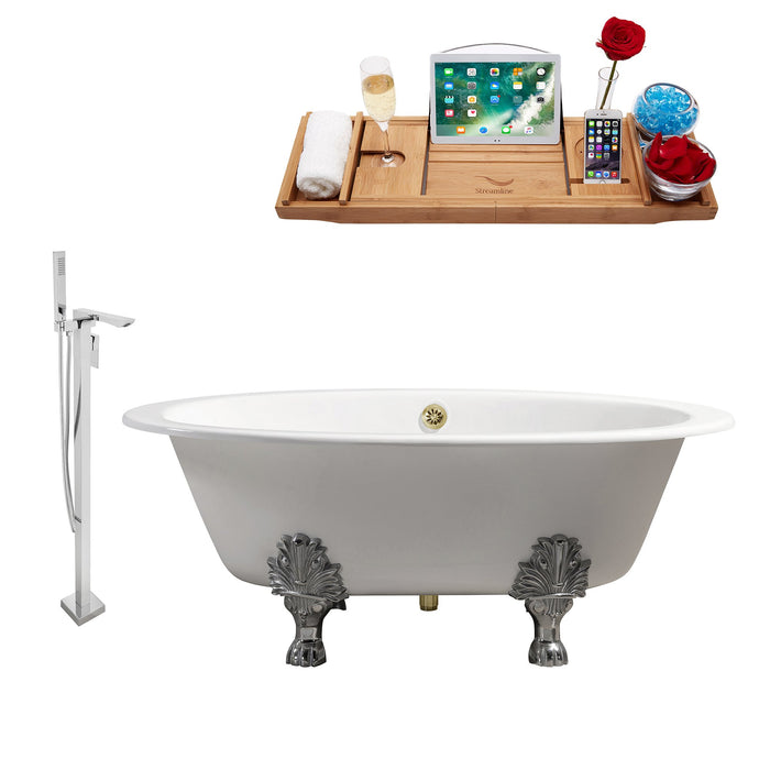 Cast Iron Tub, Faucet and Tray Set 65" RH5442CH-GLD-140