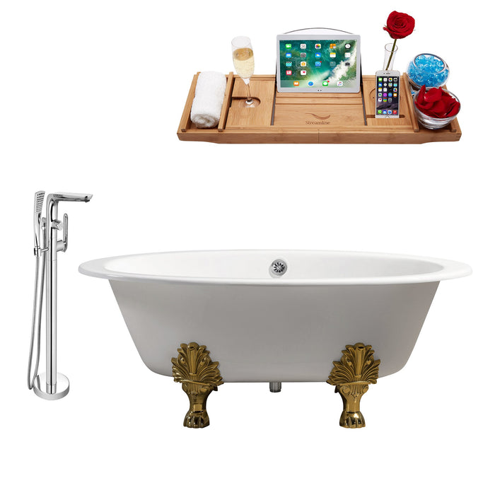 Cast Iron Tub, Faucet and Tray Set 65" RH5442GLD-CH-120