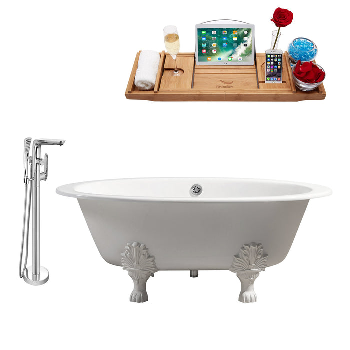 Cast Iron Tub, Faucet and Tray Set 65" RH5442WH-CH-120