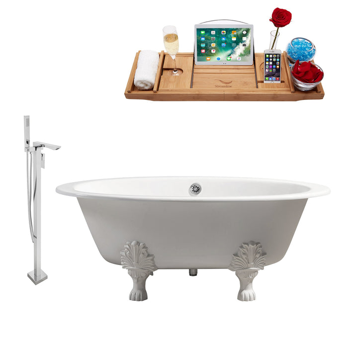 Cast Iron Tub, Faucet and Tray Set 65" RH5442WH-CH-140