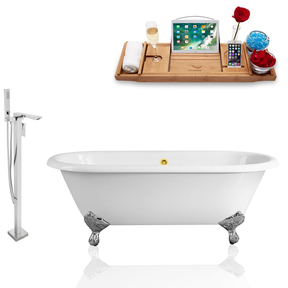 Tub, Faucet, and Tray Set Streamline 60'' Clawfoot RH5500CH-GLD-140 Image