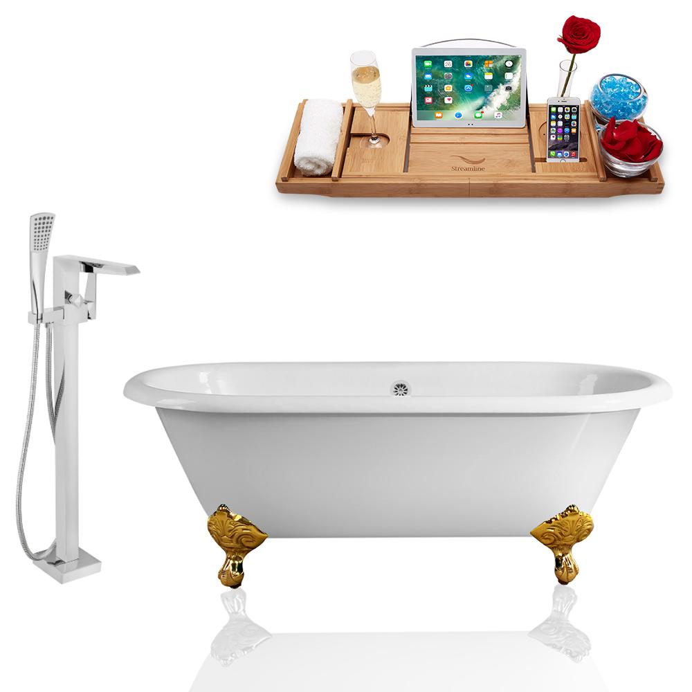 Tub, Faucet, and Tray Set Streamline 60'' Clawfoot RH5500GLD-CH-100 image