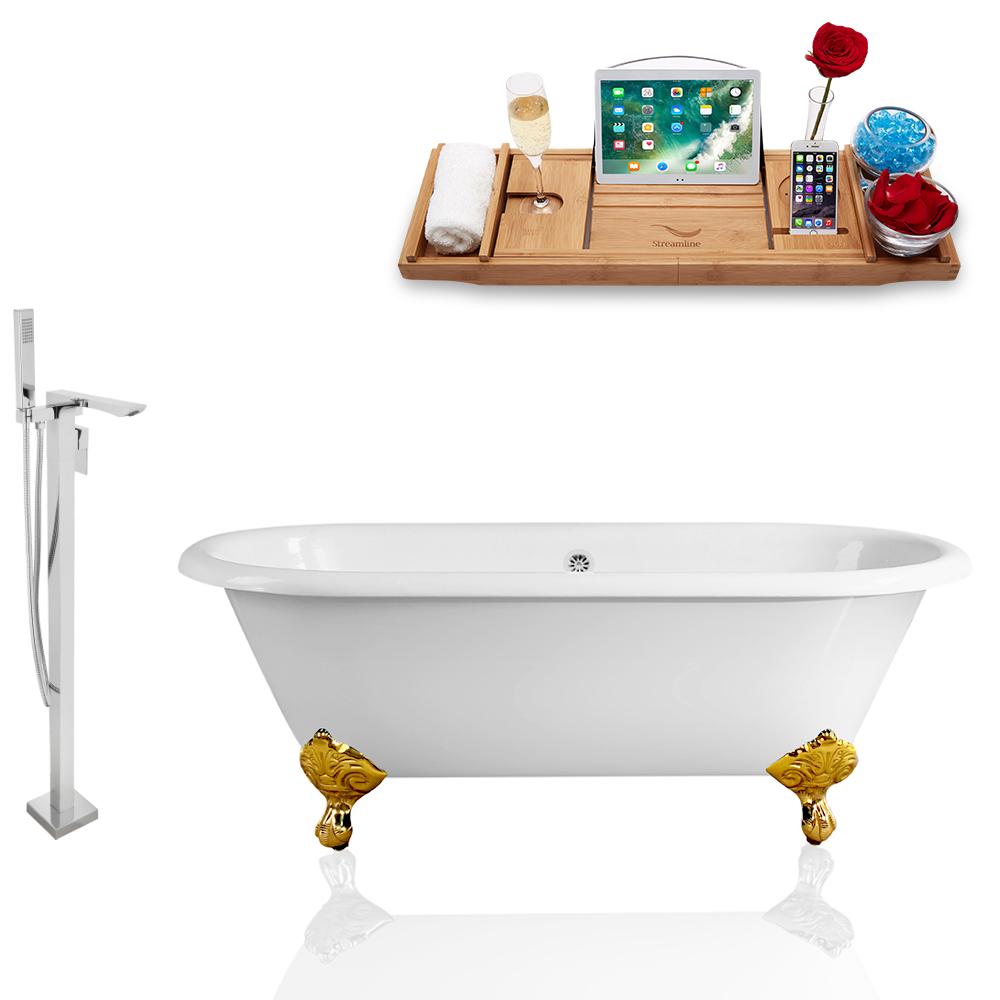 Tub, Faucet, and Tray Set Streamline 60'' Clawfoot RH5500GLD-CH-140 Image