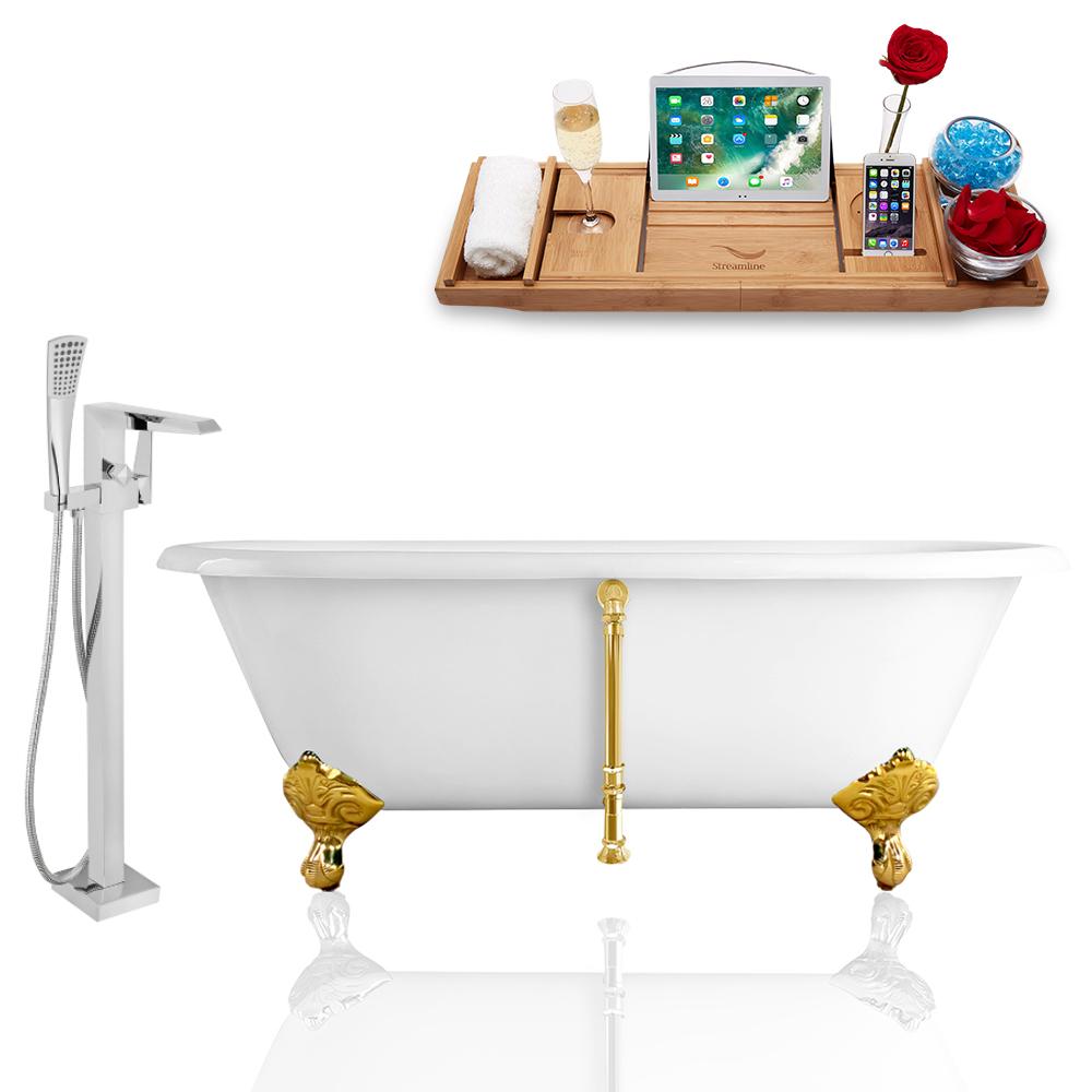 Tub, Faucet, and Tray Set Streamline 60'' Clawfoot RH5500GLD-GLD-100 Image