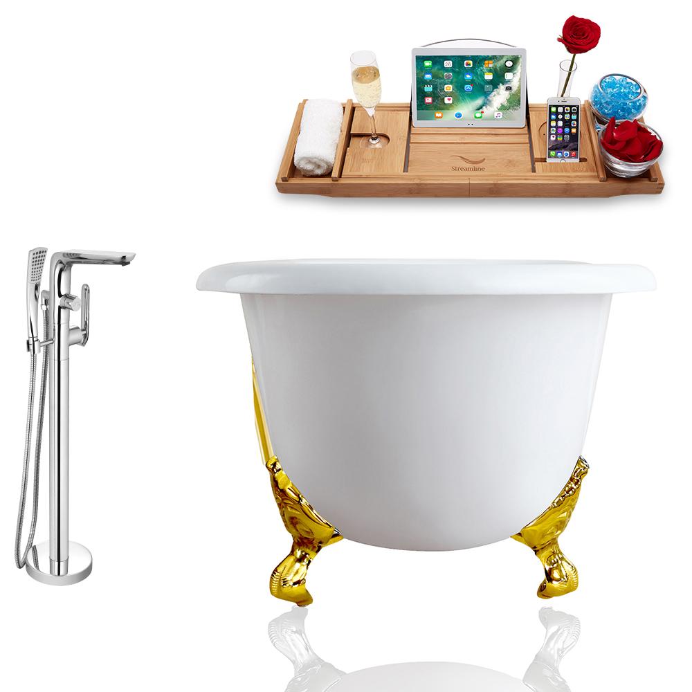 Tub, Faucet, and Tray Set Streamline 60'' Clawfoot RH5500GLD-GLD-120 Image
