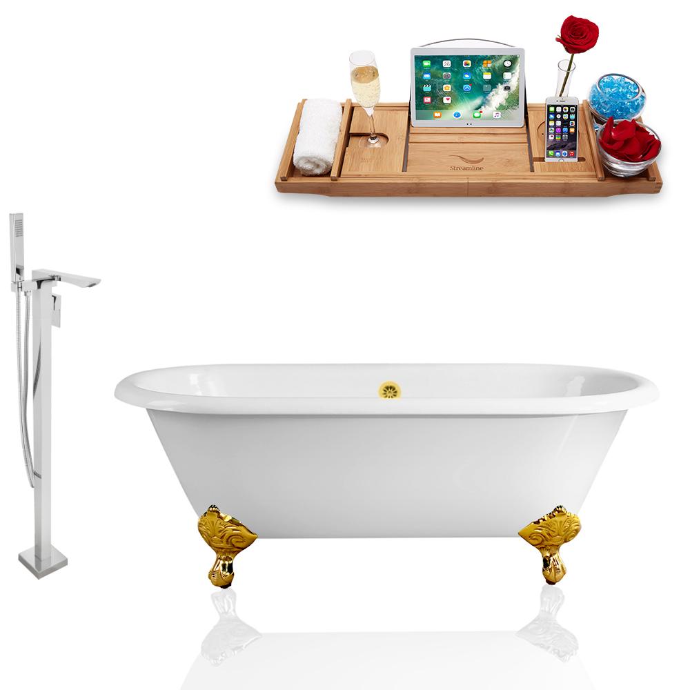 Tub, Faucet, and Tray Set Streamline 60'' Clawfoot RH5500GLD-GLD-140 image