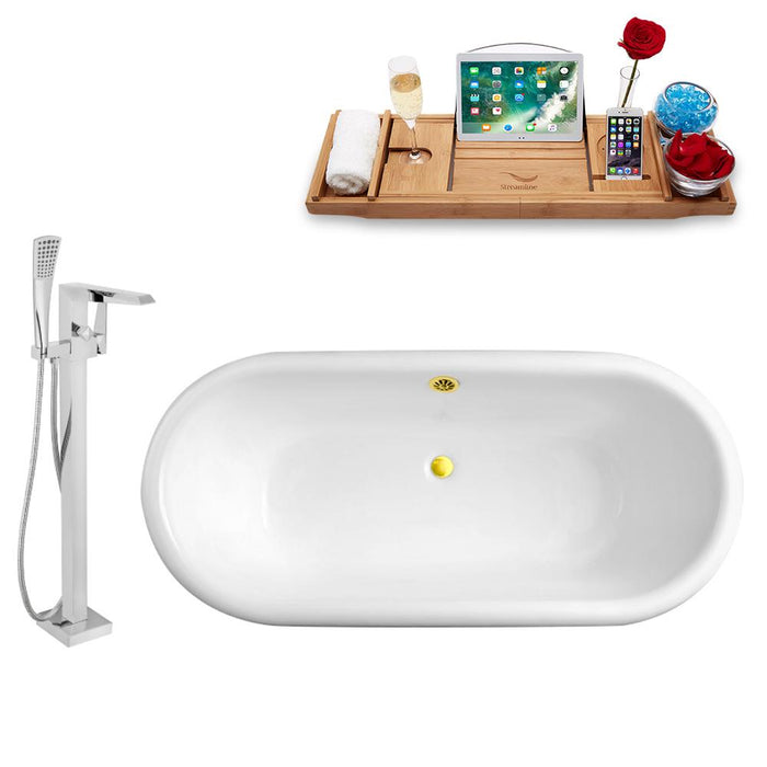 Tub, Faucet, and Tray Set Streamline 60'' Clawfoot RH5500WH-GLD-100