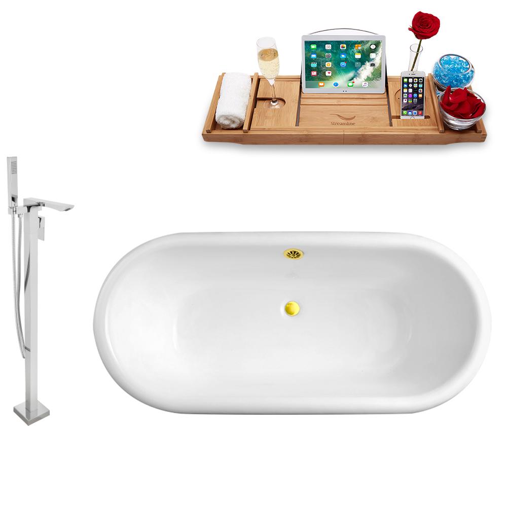 Tub, Faucet, and Tray Set Streamline 60'' Clawfoot RH5500WH-GLD-140 Image