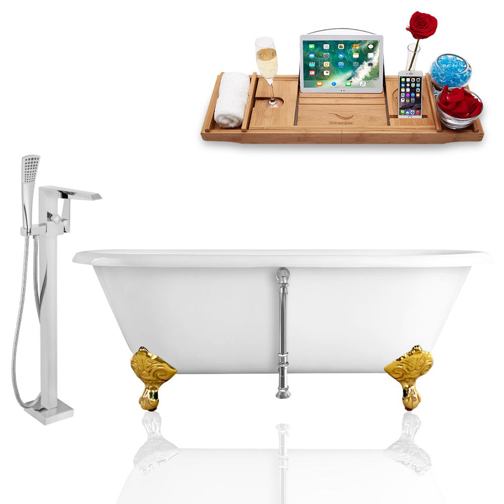 Tub, Faucet, and Tray Set Streamline 66'' Clawfoot RH5501GLD-CH-100 Image