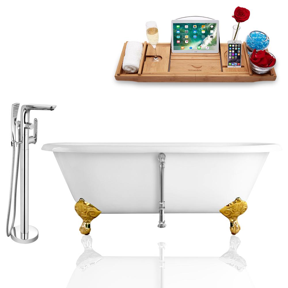 Tub, Faucet, and Tray Set Streamline 66'' Clawfoot RH5501GLD-CH-120 Image
