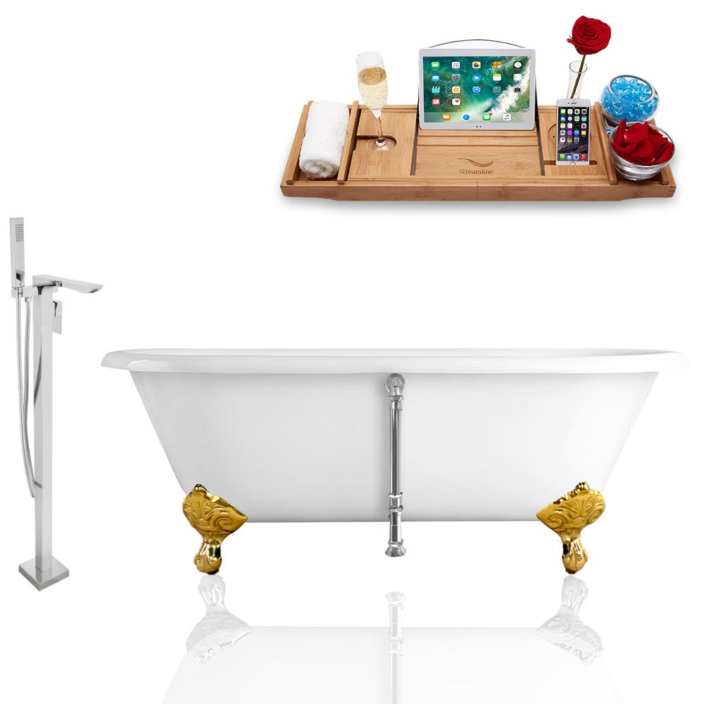 Tub, Faucet, and Tray Set Streamline 66'' Clawfoot RH5501GLD-CH-140 Image