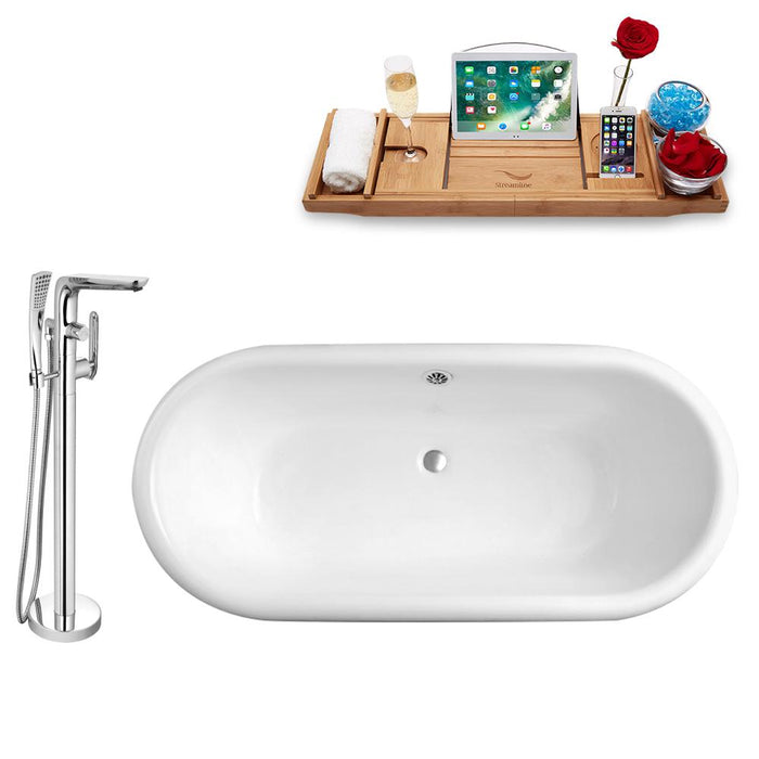 Tub, Faucet, and Tray Set Streamline 66'' Clawfoot RH5501WH-CH-120