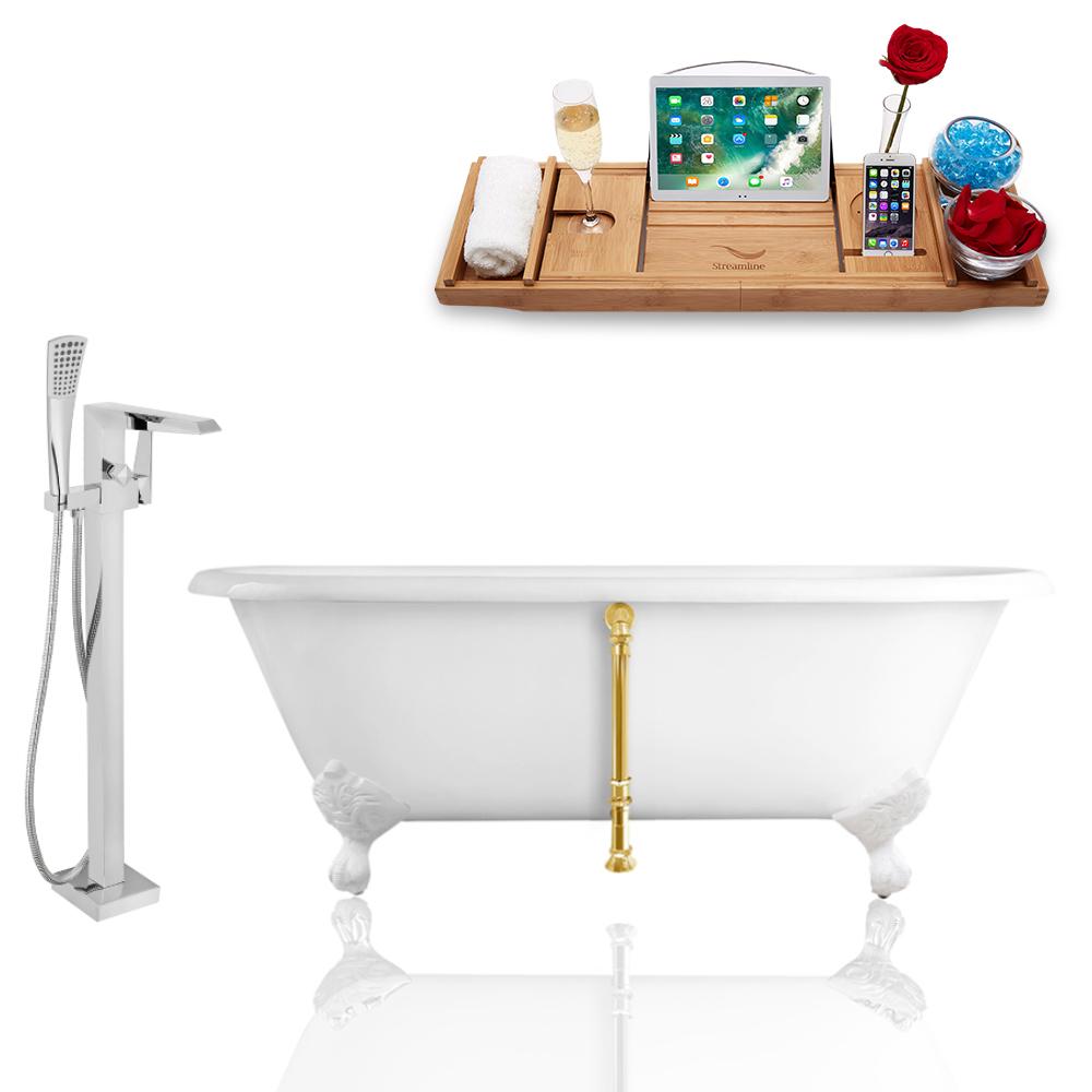 Tub, Faucet, and Tray Set Streamline 66'' Clawfoot RH5501WH-GLD-100 Image